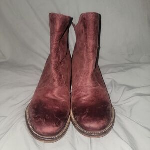 Velvet Ankle Boots in Deep Burgundy